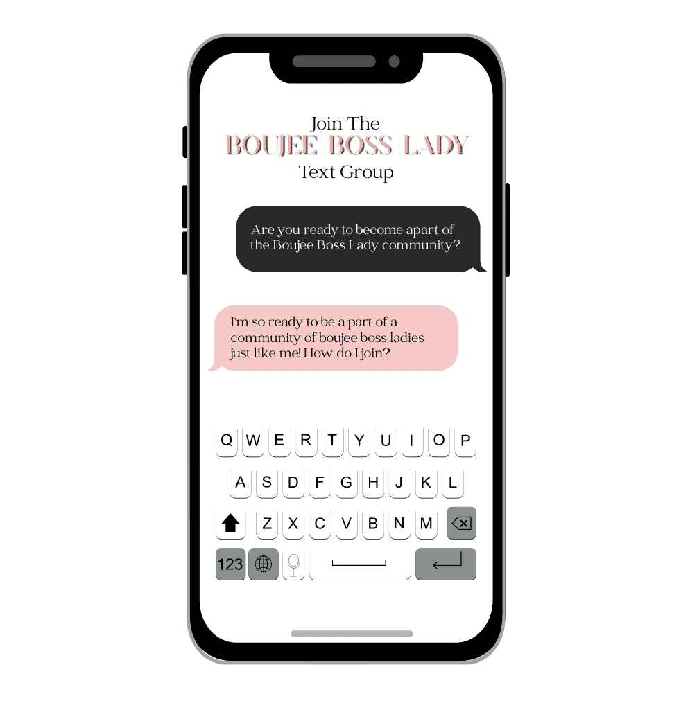 Boujee Boss Lady text group womens financial community in Atlanta, GA